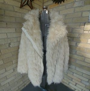 H&M Cream Colored Faux Fur Coat